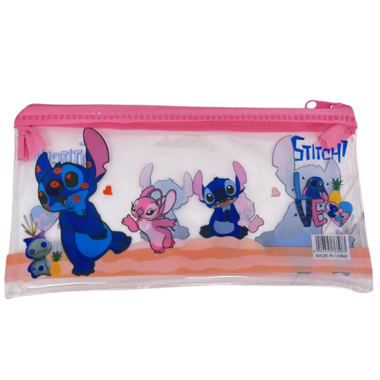 Estuche Transparente para Lápices Rosado - Stitch